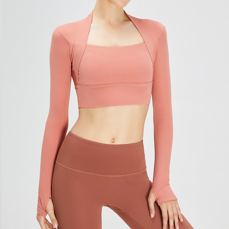 Autumn And Winter New Nude Sports Top Women's Long Sleeve Fast Drying Fitness Clothes Tight And Comfortable Two Piece Yoga Clothes